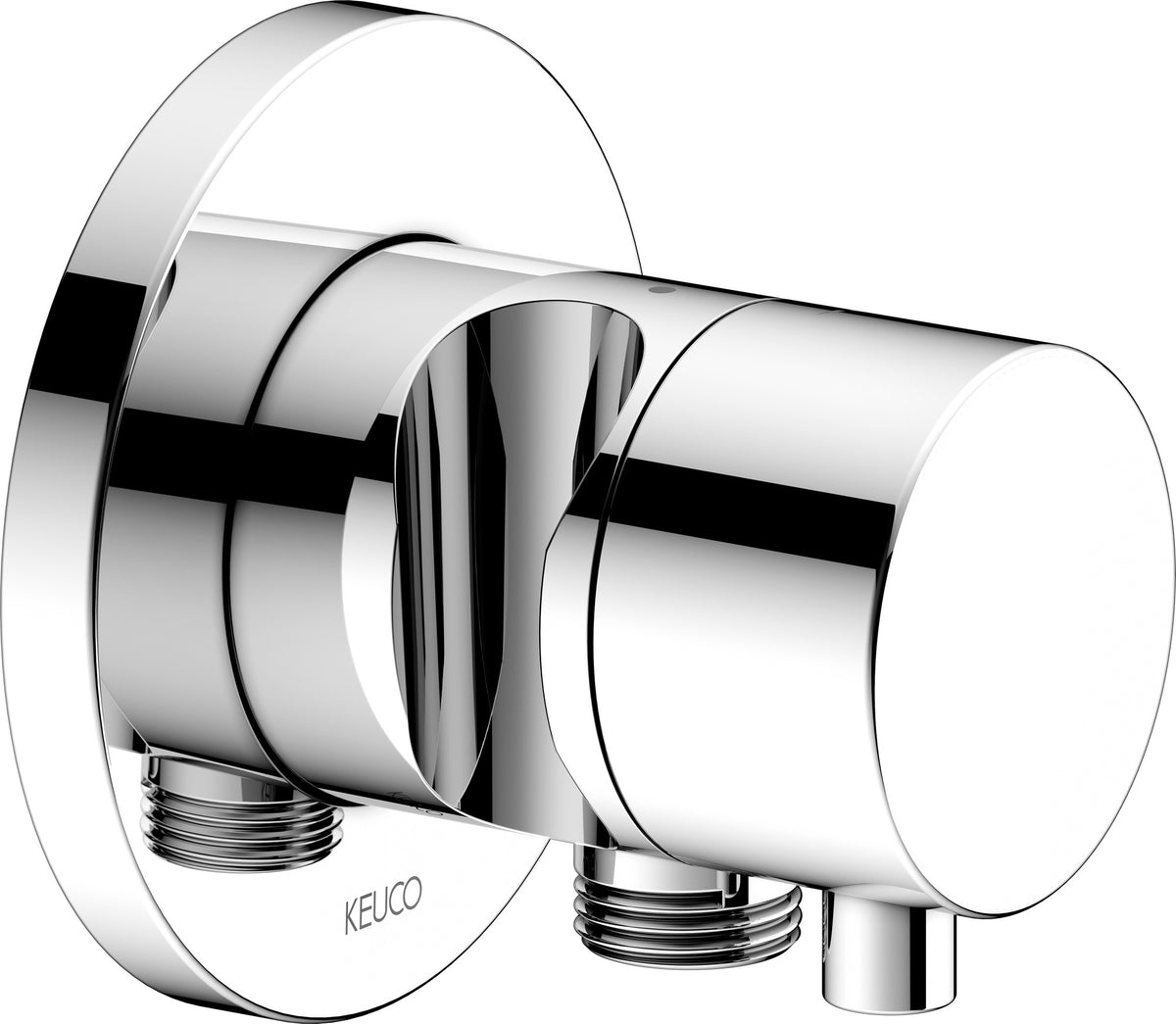 KEUCO IXMO Comfort Absperrventil rund verchromt mit Schlauchanschluss und Brausehalter