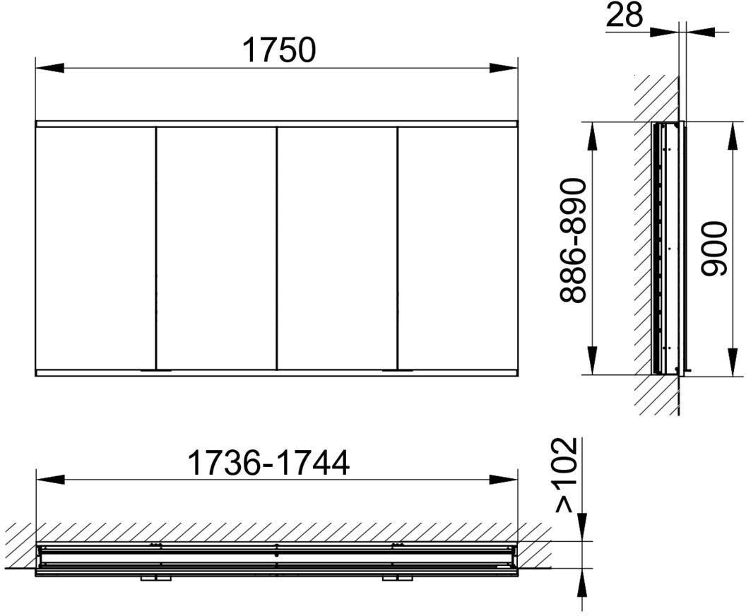 KEUCO Royal Modular 2.0 Spiegelschrank – 1750 mm, unbeleuchtet, Wandeinbau