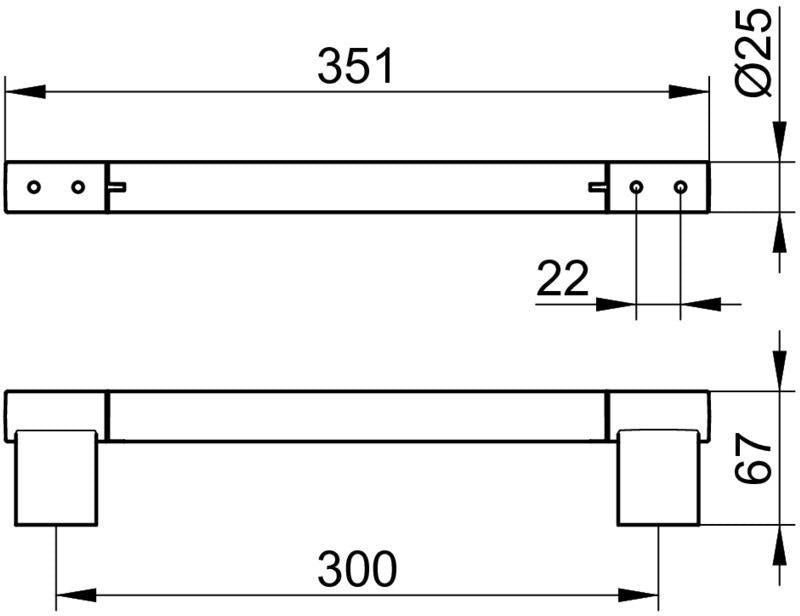 KEUCO PLAN Haltegriff 300 mm verchromt – Wandmontage, rund, Metall