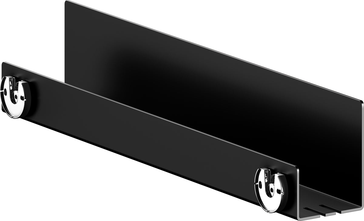 KEUCO Duschablage 24953 auf Maß – 400-600 x 120 x 90 mm, schwarz matt, Aluminium, mit Haken