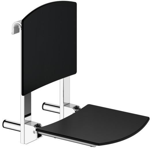 KEUCO Klappsitz zum Einhängen Care 35181 verchromt/schwarz – Wandmontage