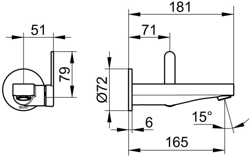 KEUCO IXMO Einhebel-Waschtischmischer Unterputz, rund, Ausladung 165 mm, schwarz matt
