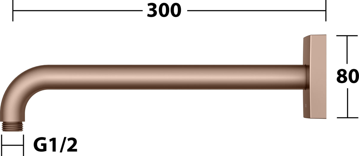 KEUCO Brausearm Edition 300, Wandanschluss, 300 mm, verchromt – Eckige Form, Metall