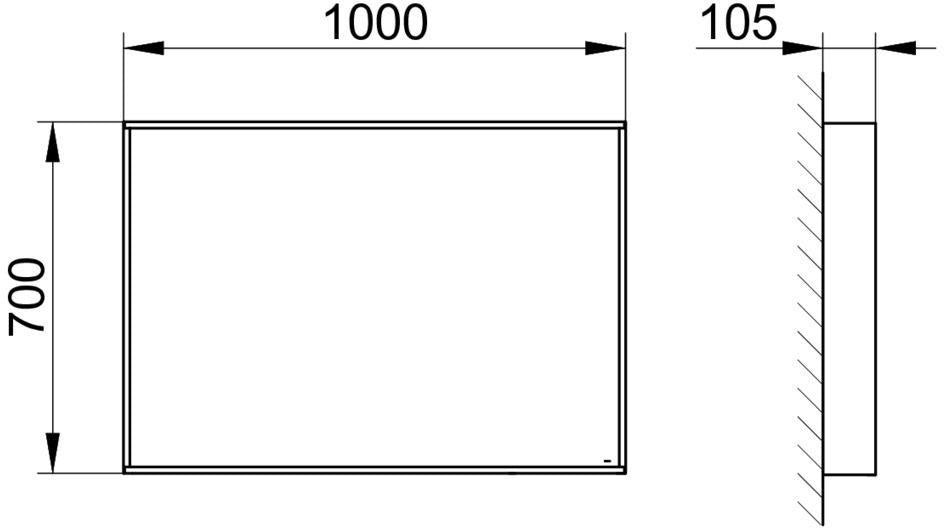 KEUCO X-Line Kristallspiegel 460x850 mm anthrazit – Rahmenloser Wandspiegel ohne Beleuchtung