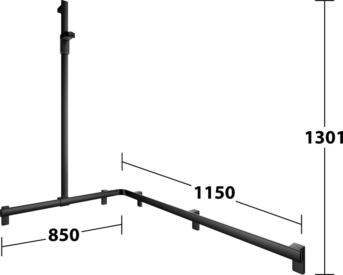 KEUCO AXESS Duschhandlauf 850 mm rechts mit Brausestange, silber-eloxiert