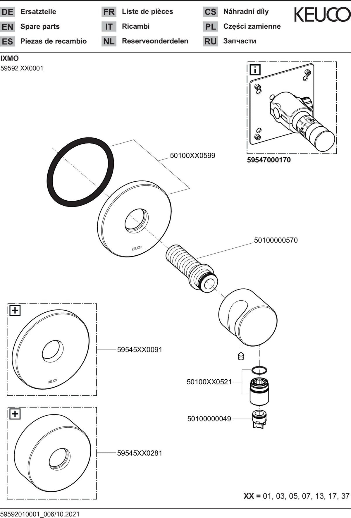 KEUCO IXMO Schlauchanschluss DN 15 mit Brausehalter, rund, Bronze gebürstet