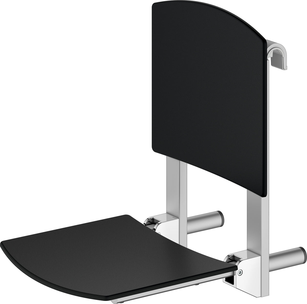 KEUCO Klappsitz zum Einhängen Care 35181 verchromt/schwarz – Wandmontage