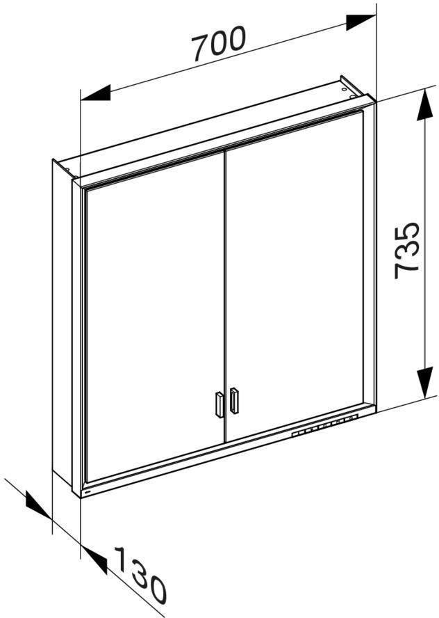KEUCO Royal Lumos Spiegelschrank 700 mm silber-eloxiert mit Ablagefach – Wandvorbau