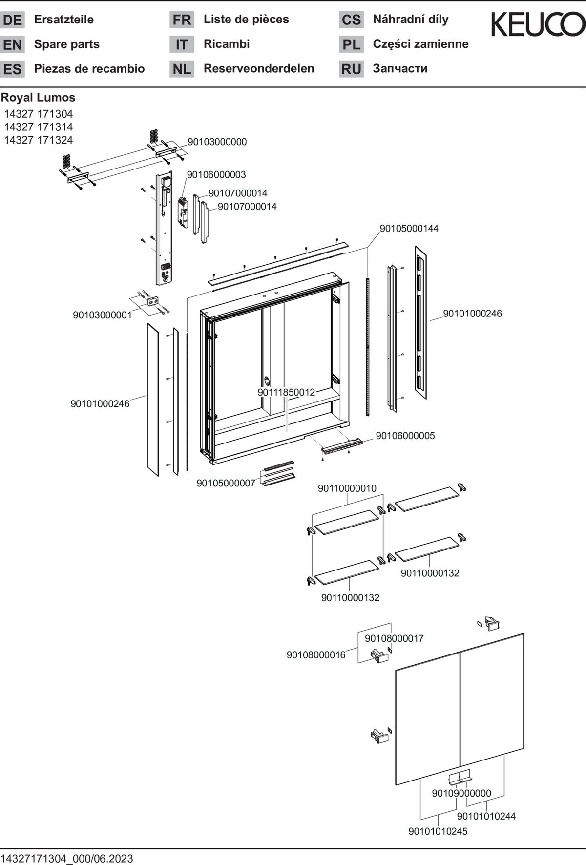 KEUCO Royal Lumos Spiegelschrank 700 mm silber-eloxiert mit Ablagefach – Wandvorbau