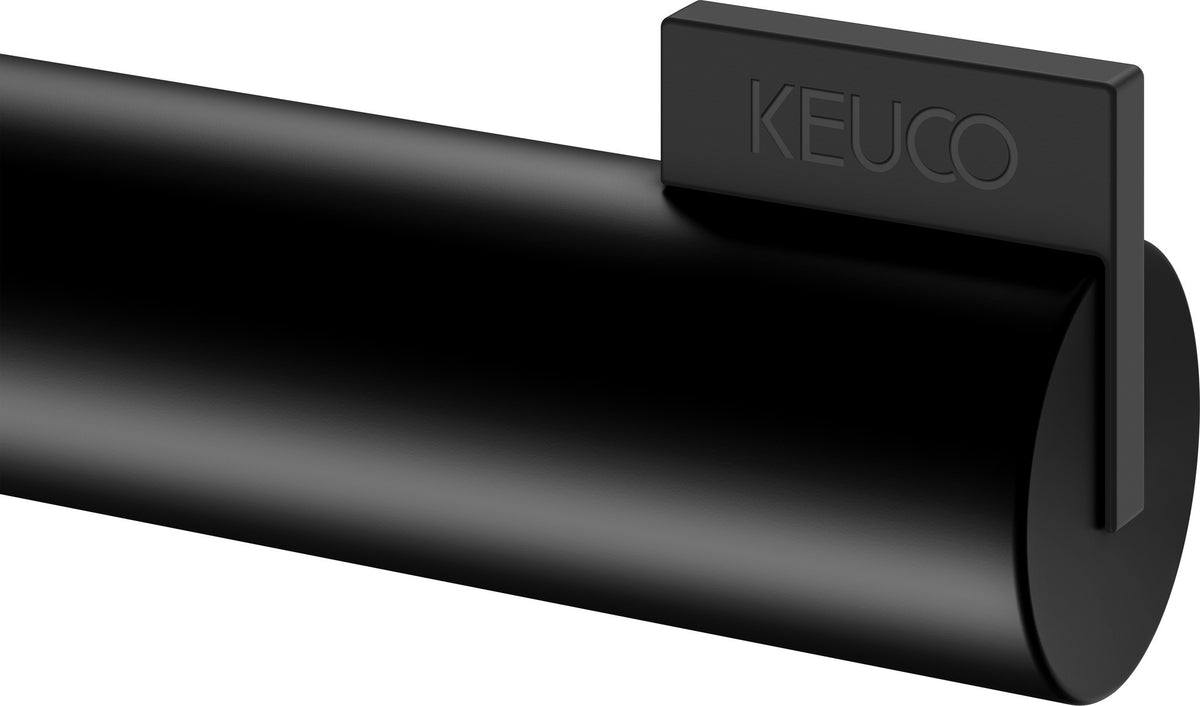 KEUCO REVA Toilettenpapierhalter mit Glas-Ablage in schwarz matt – Wandmontage, Metall
