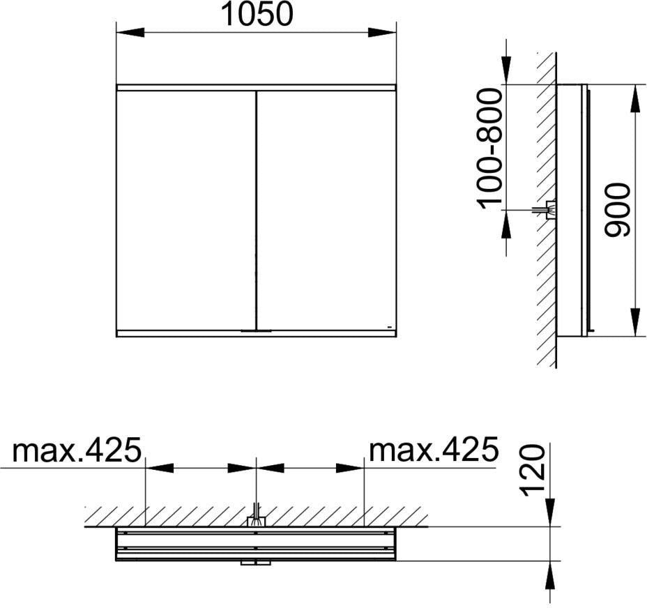 KEUCO Royal Modular 2.0 Spiegelschrank beleuchtet 1050 mm mit USB und Steckdose