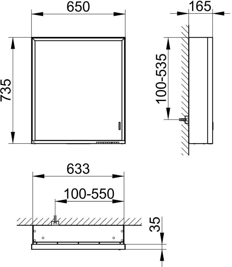 KEUCO Royal Lumos Spiegelschrank 650 mm, rechts, silber-eloxiert, LED-Beleuchtung