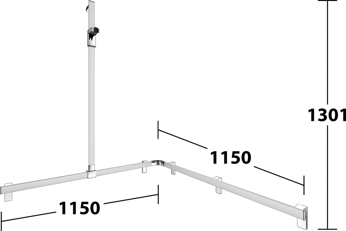 KEUCO AXESS Duschhandlauf 850 mm rechts mit Brausestange, silber-eloxiert