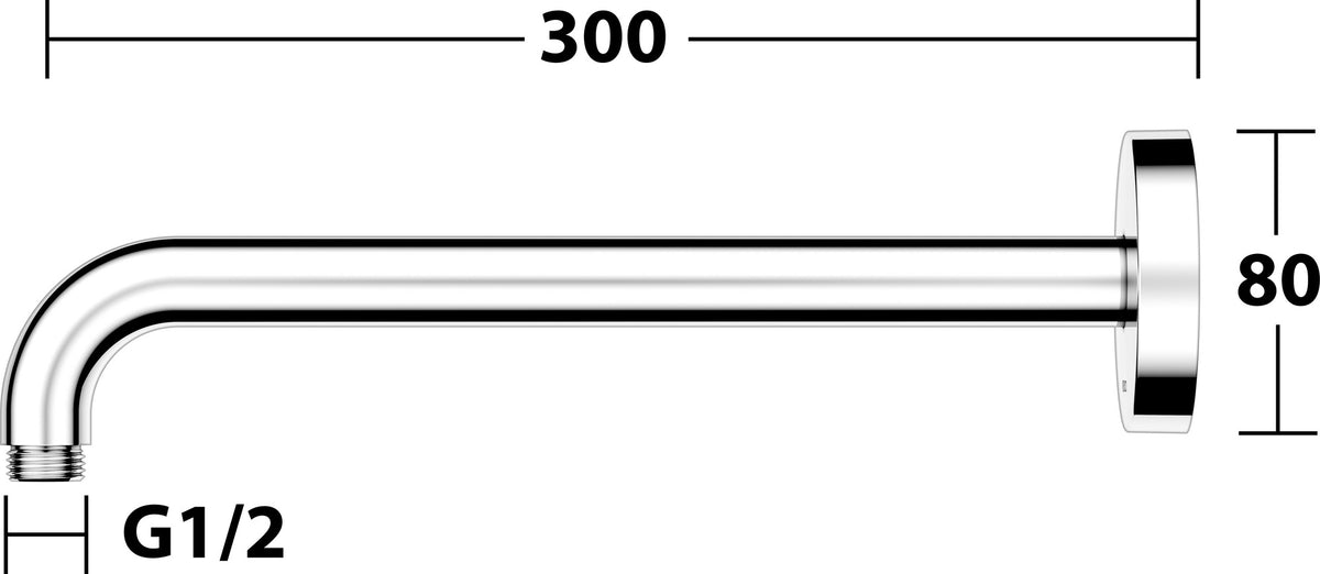 KEUCO Brausearm Elegance 51688, Wandanschluss, 300 mm, verchromt – Edles Design für Ihr Badezimmer