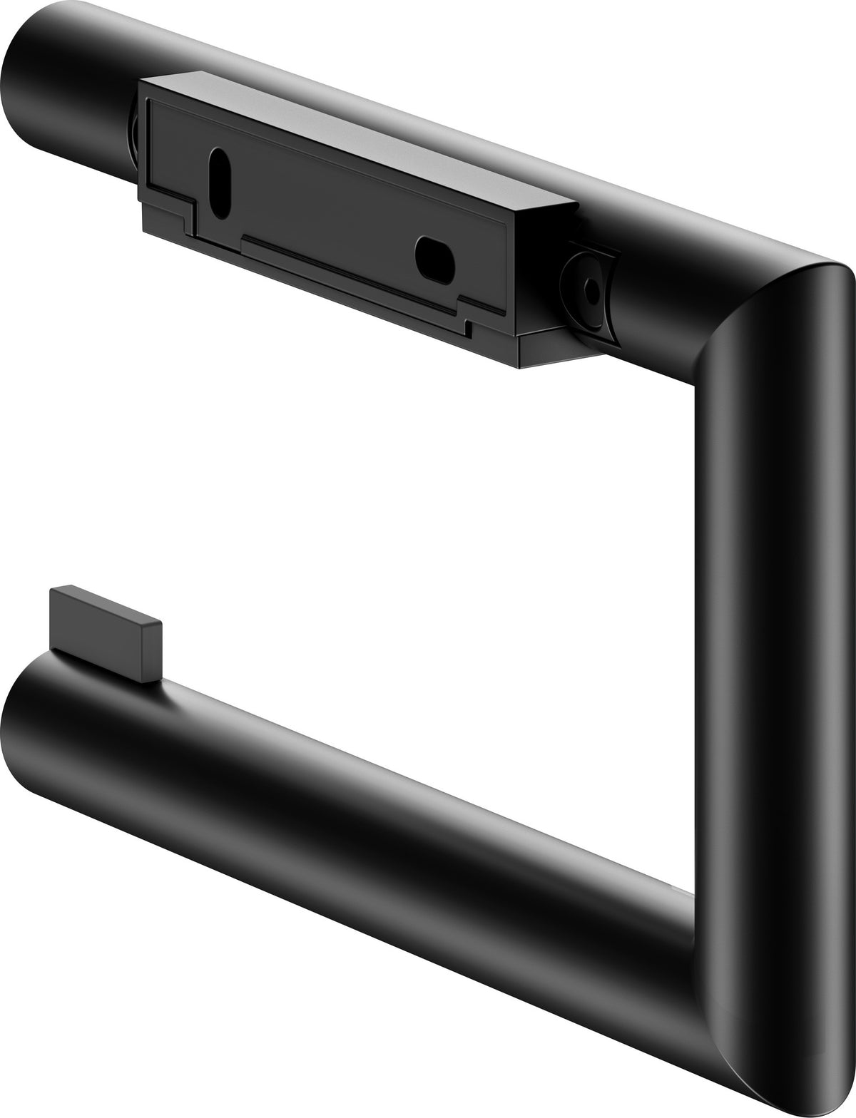 KEUCO REVA Toilettenpapierhalter offene Form schwarz matt – Wandmontage zum Kleben oder Schrauben