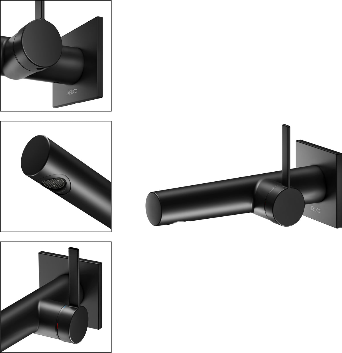 KEUCO IXMO Pure Einhebel-Waschtischmischer Unterputz, eckig, Ausladung 165 mm, schwarz matt