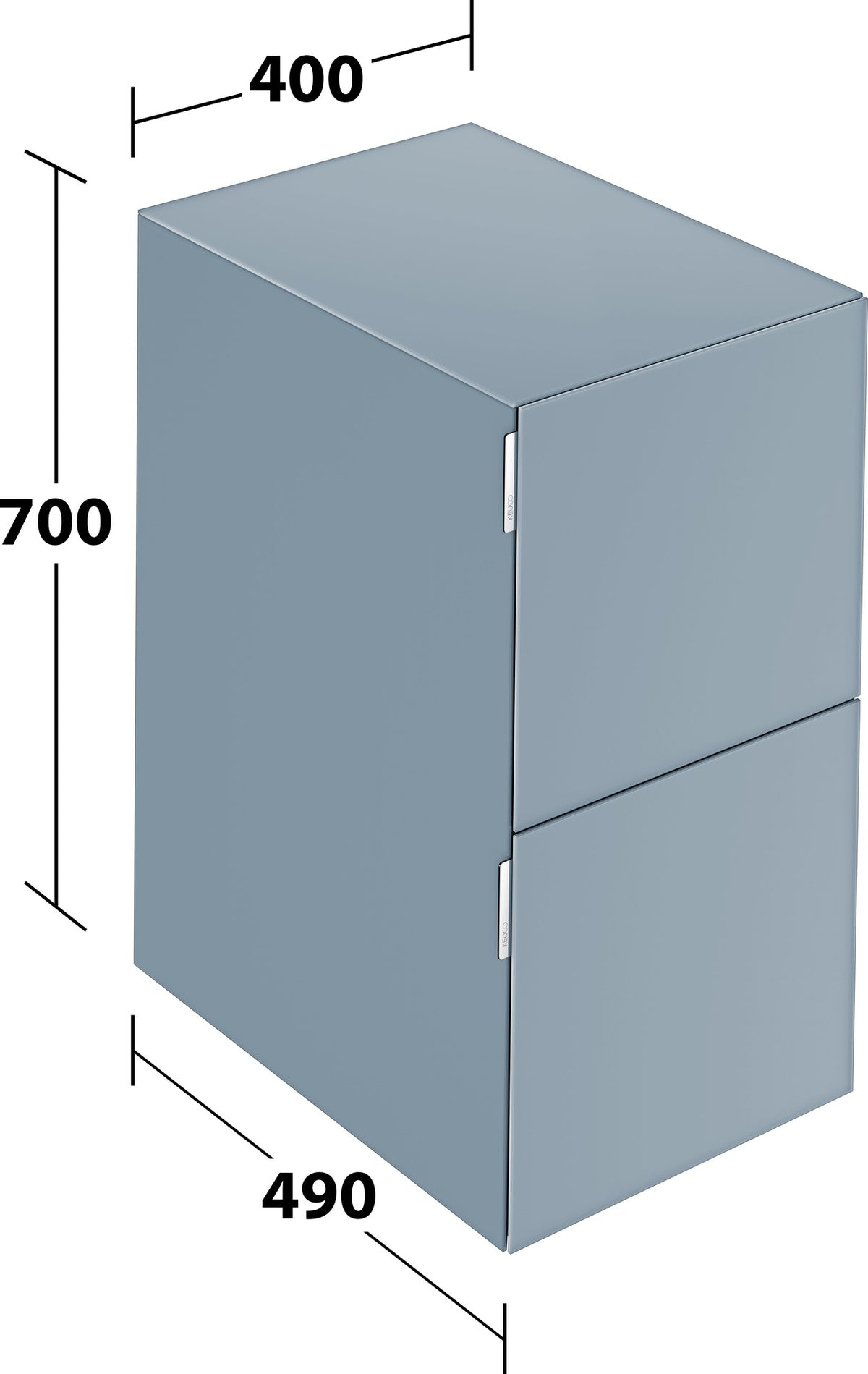 KEUCO Edition 11 Art Sideboard 400 mm mit 2 Auszügen und Beleuchtung – Weiß / Glas Weiß