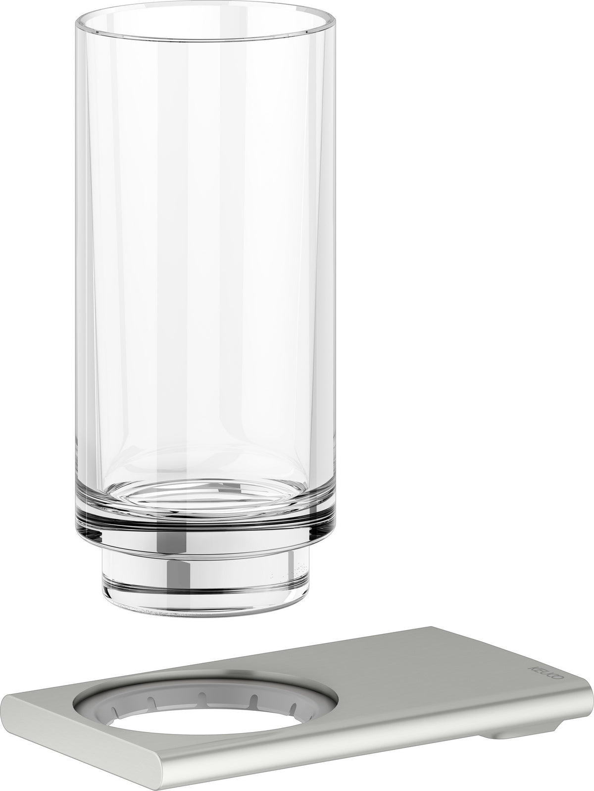 KEUCO Edition 400 Glashalter mit Echtkristall-Glas, verchromt – Wandmontage, softcube Design