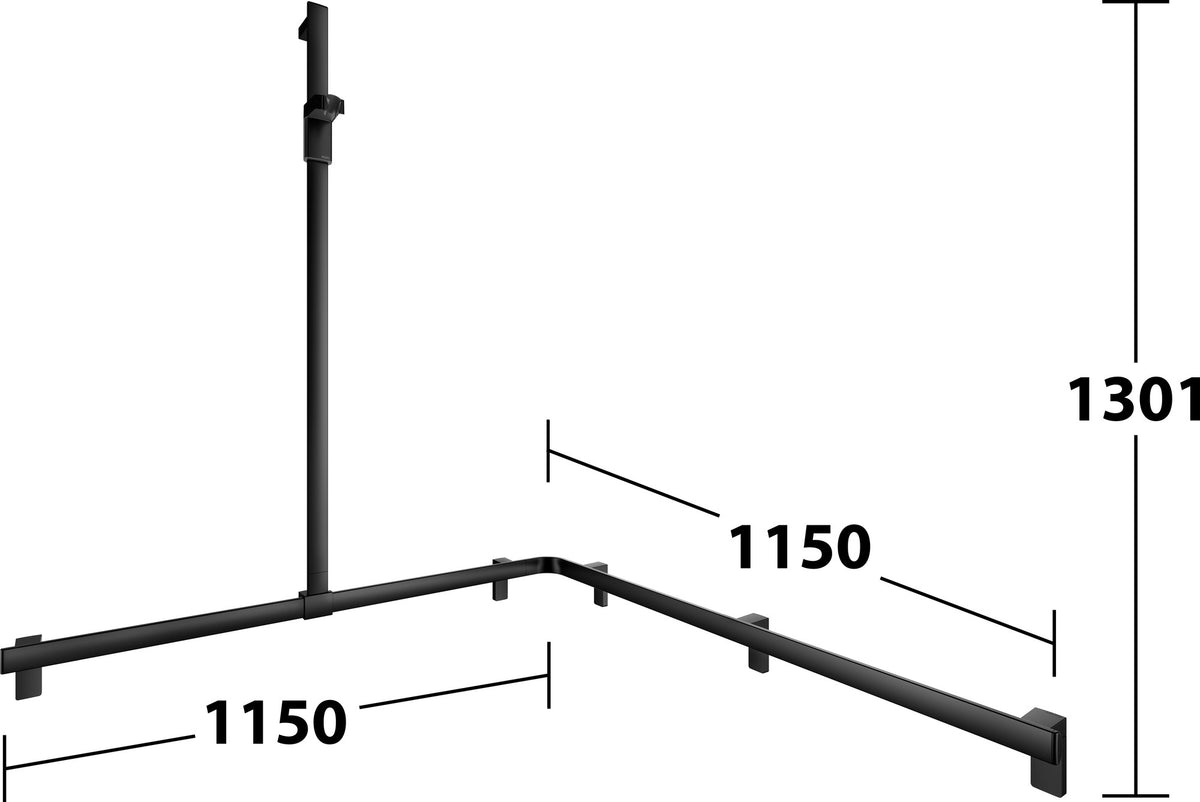KEUCO AXESS Duschhandlauf 850 mm rechts mit Brausestange, silber-eloxiert