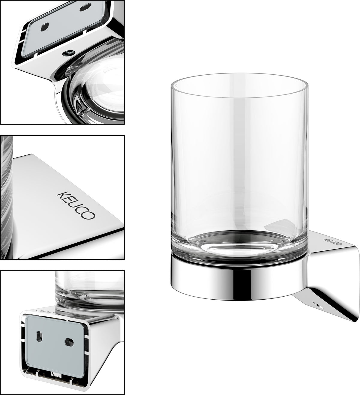 KEUCO Aveno Glashalter 14650 mit Echtkristall-Glas, verchromt – Zahnputzbecher-Halterung