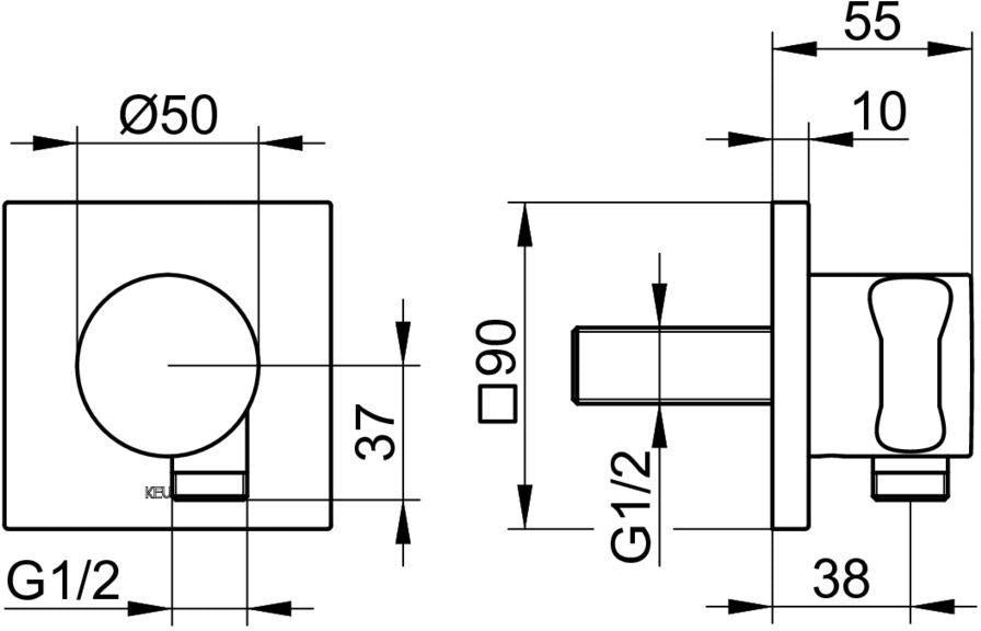 KEUCO IXMO Schlauchanschluss DN 15 mit Brausehalter, rund, Bronze gebürstet