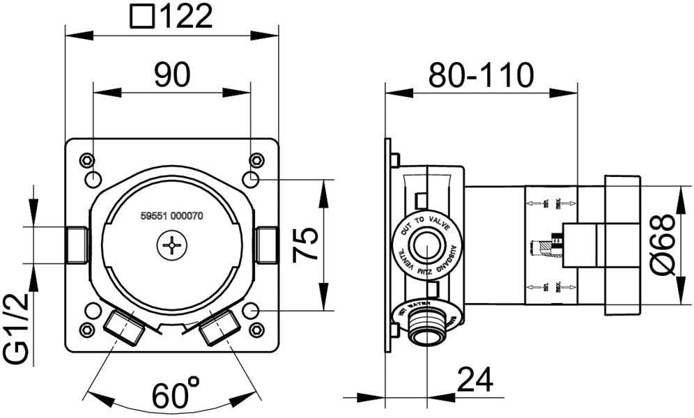 KEUCO IXMO Funktionseinheit 59551 für Einhebelmischer DN15 – mit Spüleinheit, G 1/2"