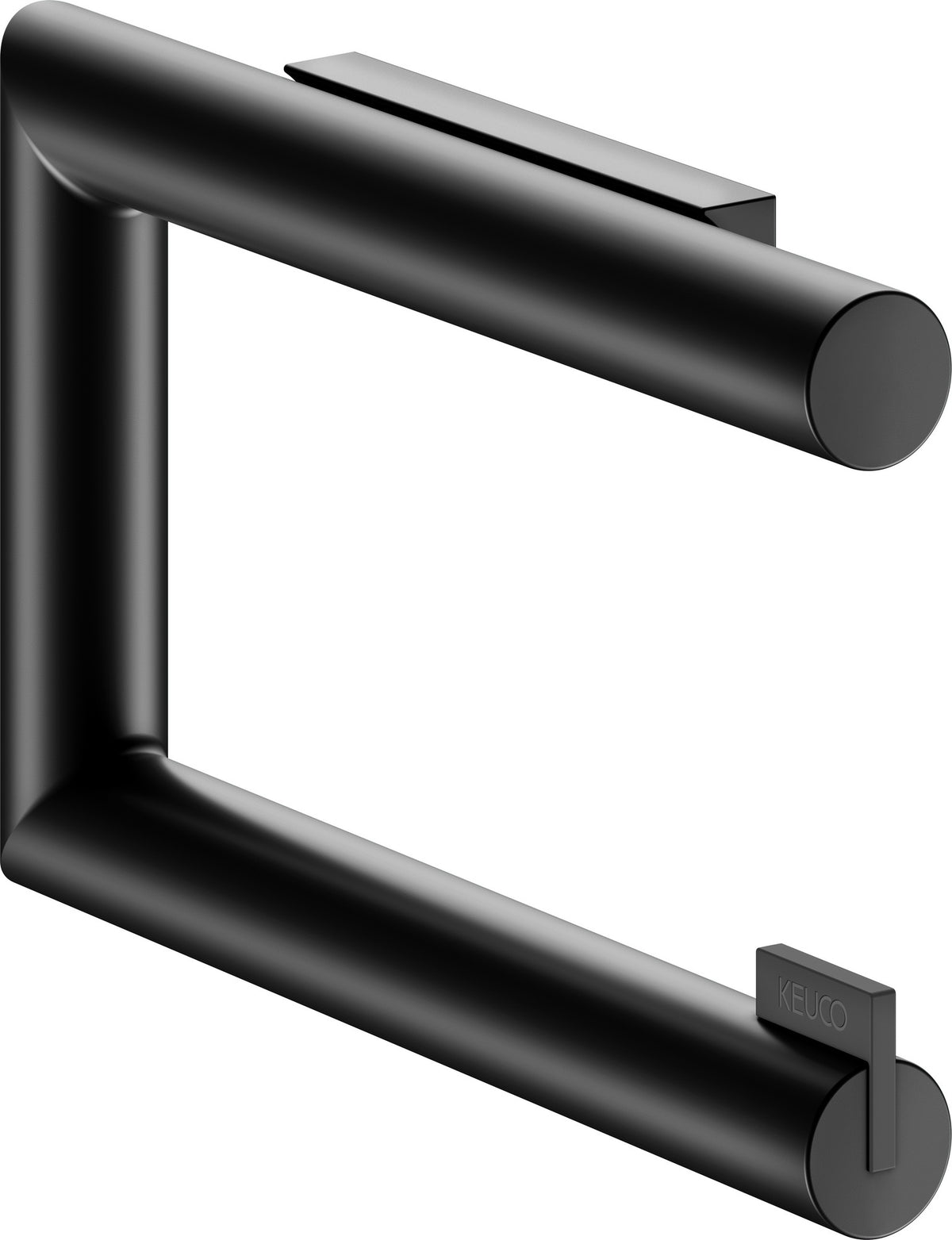 KEUCO REVA Toilettenpapierhalter offene Form schwarz matt – Wandmontage zum Kleben oder Schrauben