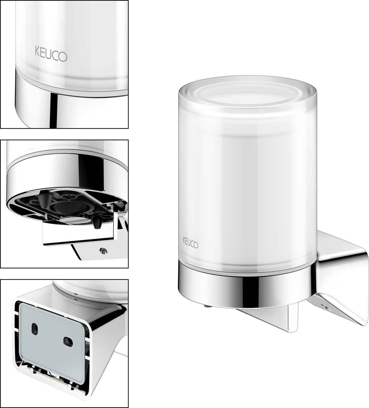 KEUCO Aveno Lotionspender verchromt mit Halter und Pumpe – Wandmontage