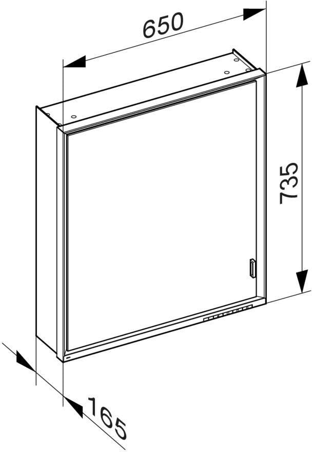 KEUCO Royal Lumos Spiegelschrank 650 mm, rechts, silber-eloxiert, LED-Beleuchtung