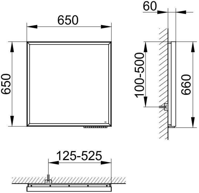 KEUCO Royal Lumos Lichtspiegel 700 x 650 mm, schwarz-eloxiert, LED-Beleuchtung
