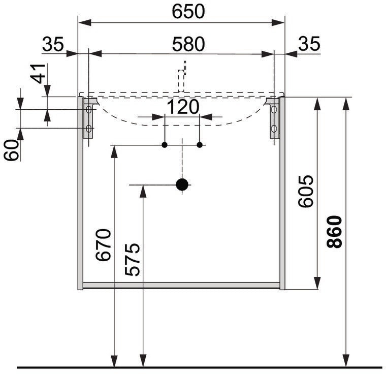 KEUCO X-Line Waschtischunterbau 650 mm, 1 Auszug, anthrazit/Glas anthrazit – mit Innenschublade