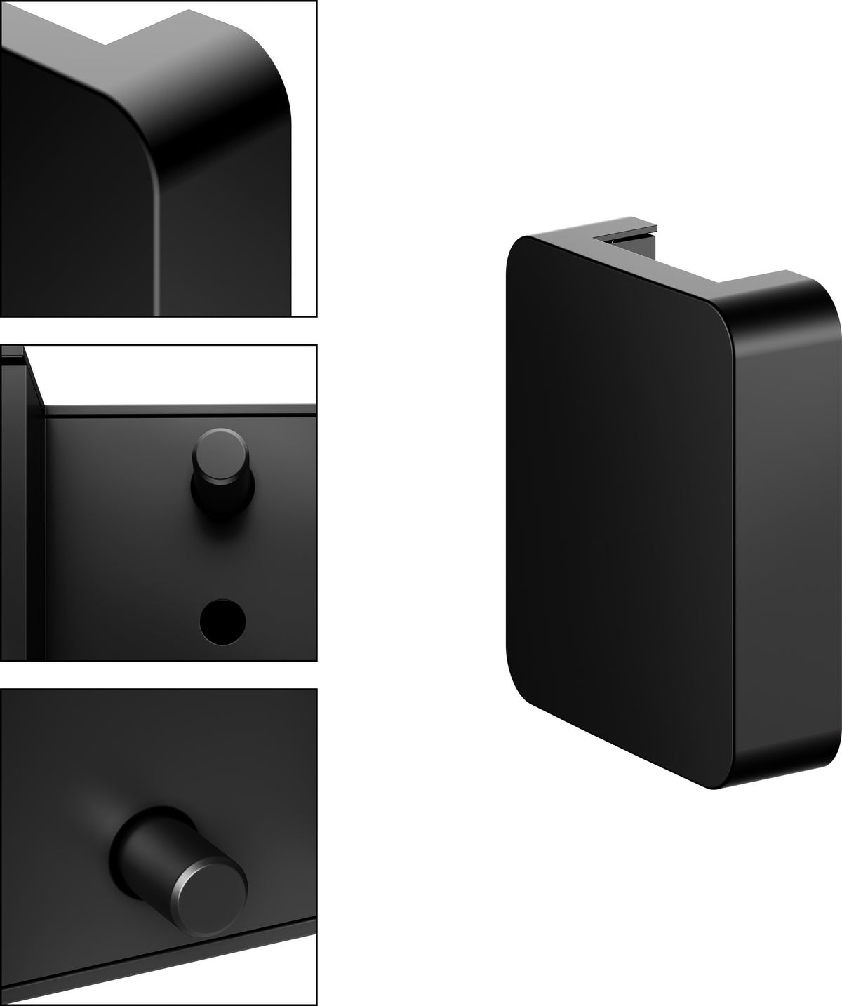 KEUCO AXESS Adapterplatte 35004 für Stützklappgriff 35003, Schwarz Matt