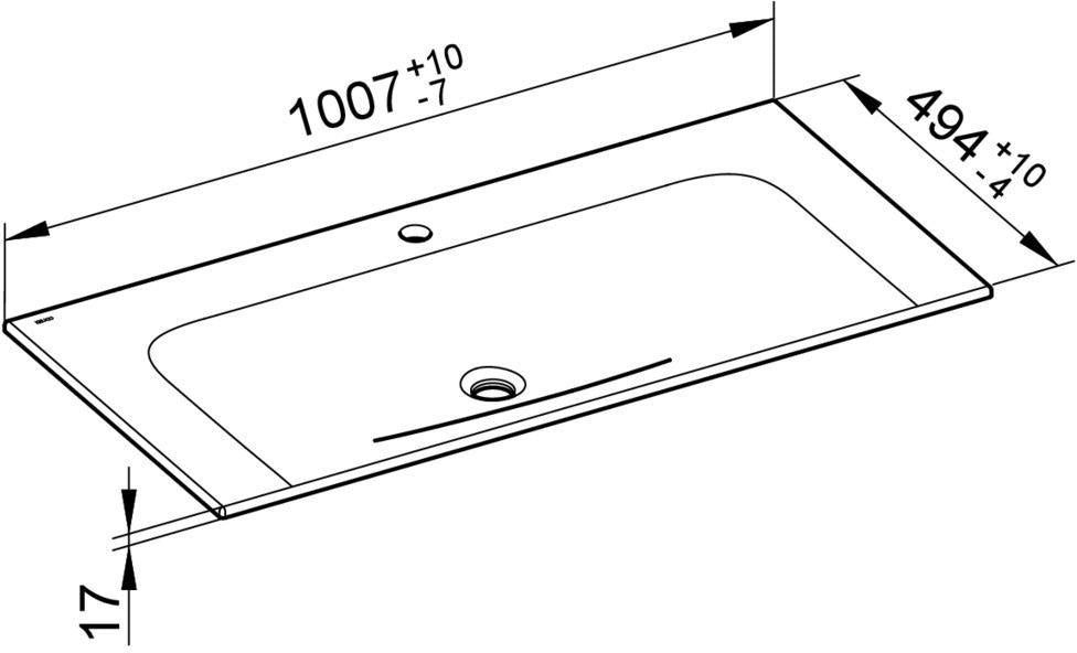KEUCO X-Line Keramik-Waschtisch 1007 mm weiß ohne Hahnlochbohrung