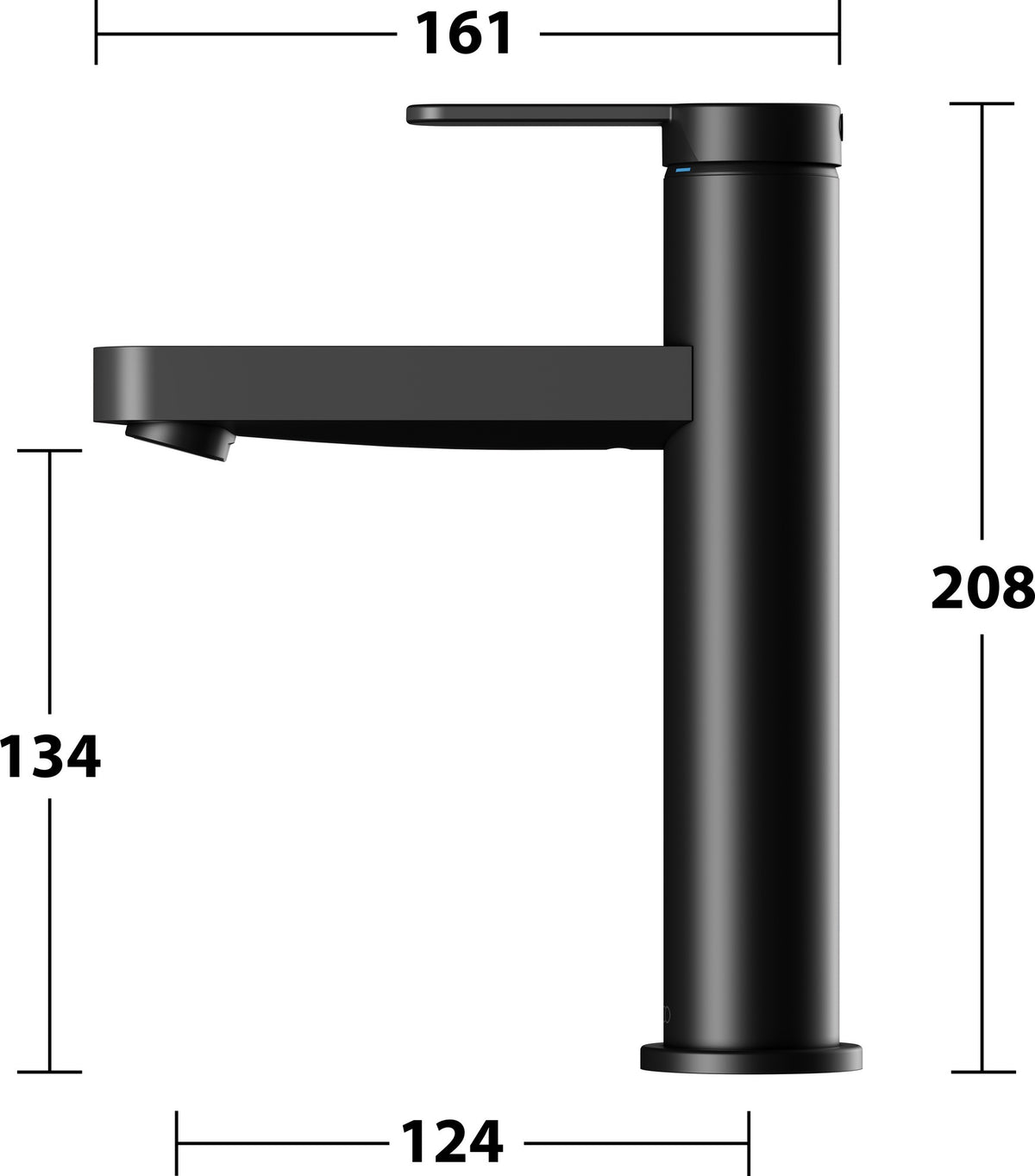 KEUCO IXMO Einhebel-Waschtischmischer 130 Flat, Rosette rund, schwarz matt – ohne Zugstange