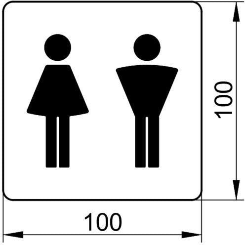 KEUCO Plan Türschild Damen/Herren Edelstahl 100 mm – Edelstahl/Schwarz