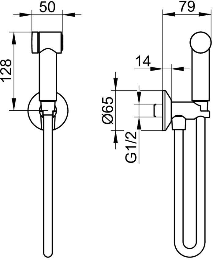 KEUCO Hygienebrause 59983 verchromt – Handbrause mit Brauseschlauch und Absperrventil