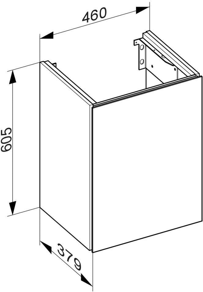 KEUCO X-Line Waschtischunterbau 460 mm, 1 Tür, Anschlag links, anthrazit/ESG Glas