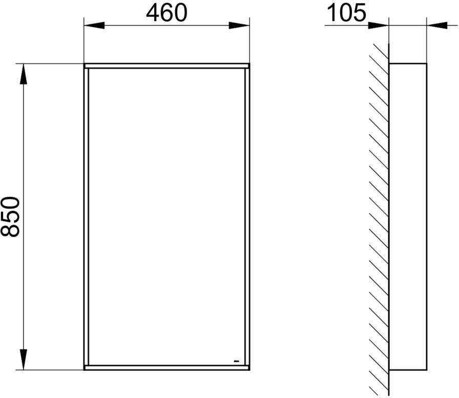 KEUCO X-Line Kristallspiegel 460x850 mm anthrazit – Rahmenloser Wandspiegel ohne Beleuchtung
