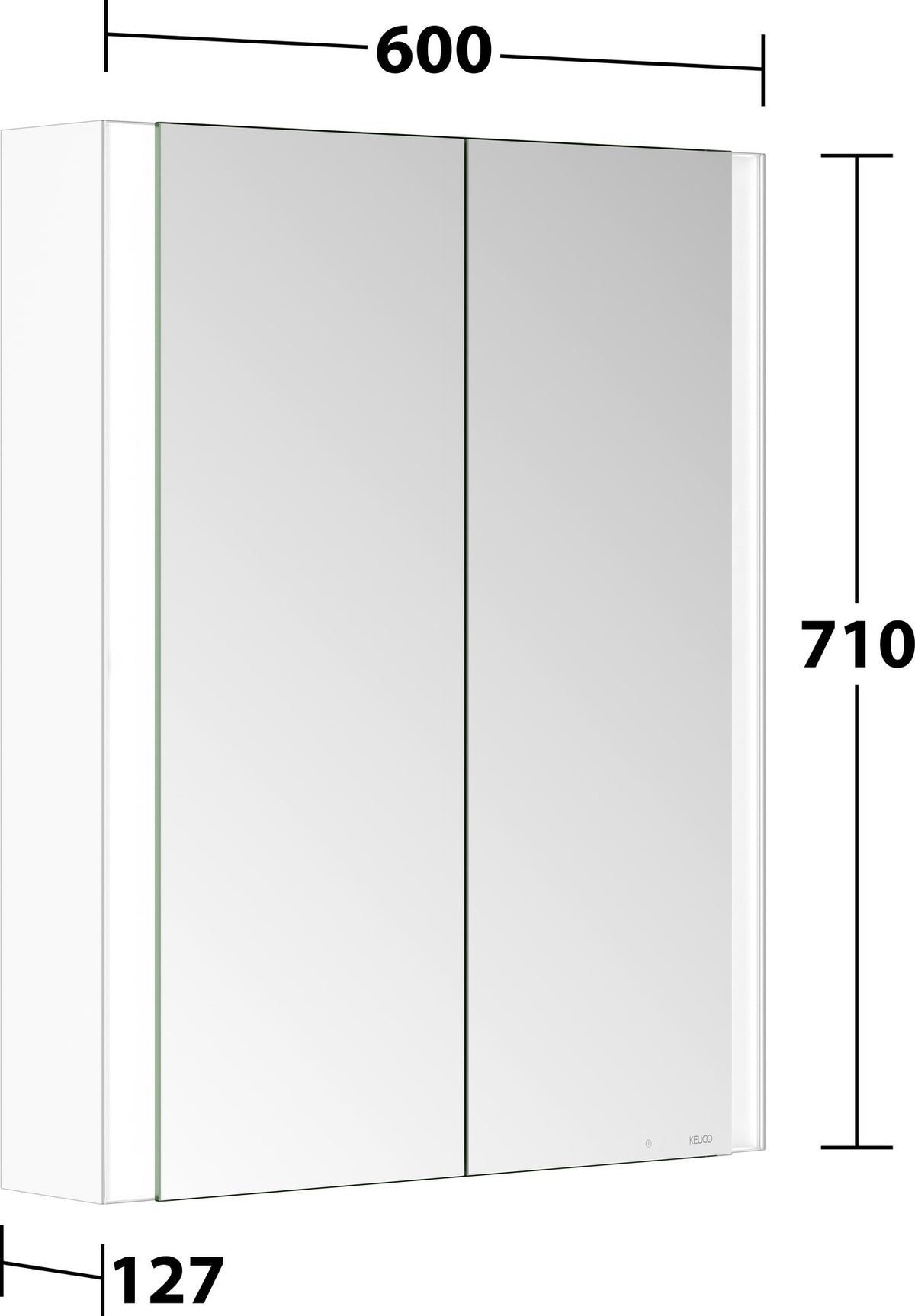 KEUCO Somaris Spiegelschrank 600 x 710 x 128 mm Eiche hell Dekor – 2 Türen Wandvorbau