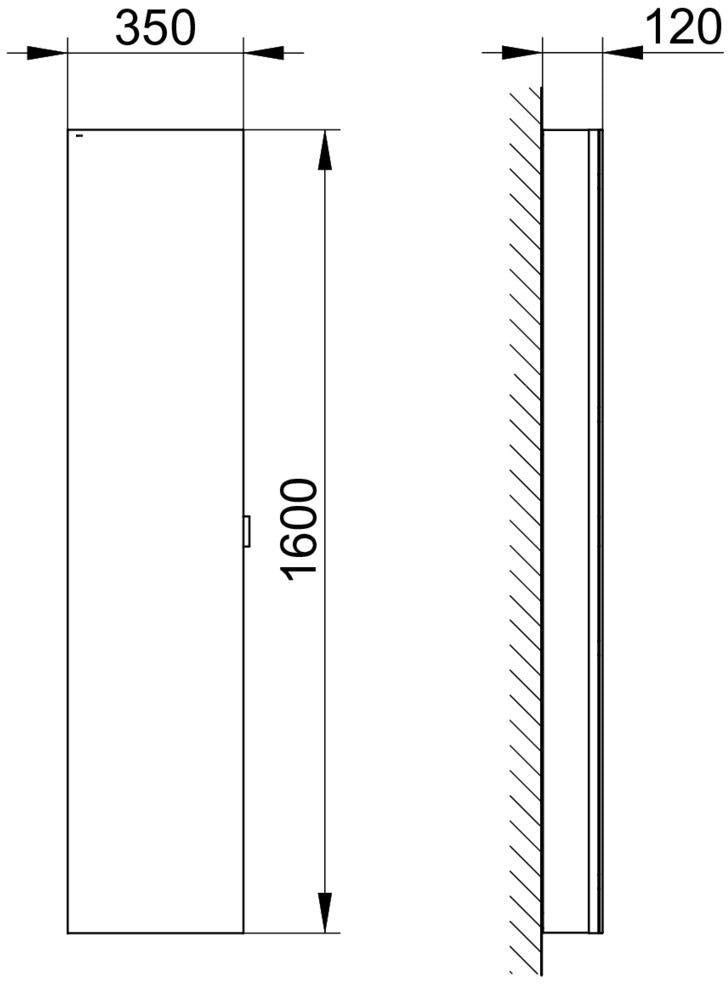 KEUCO Royal Modular 2.0 Spiegelschrank, 350 mm, silber-eloxiert, links, mit Dämpfung