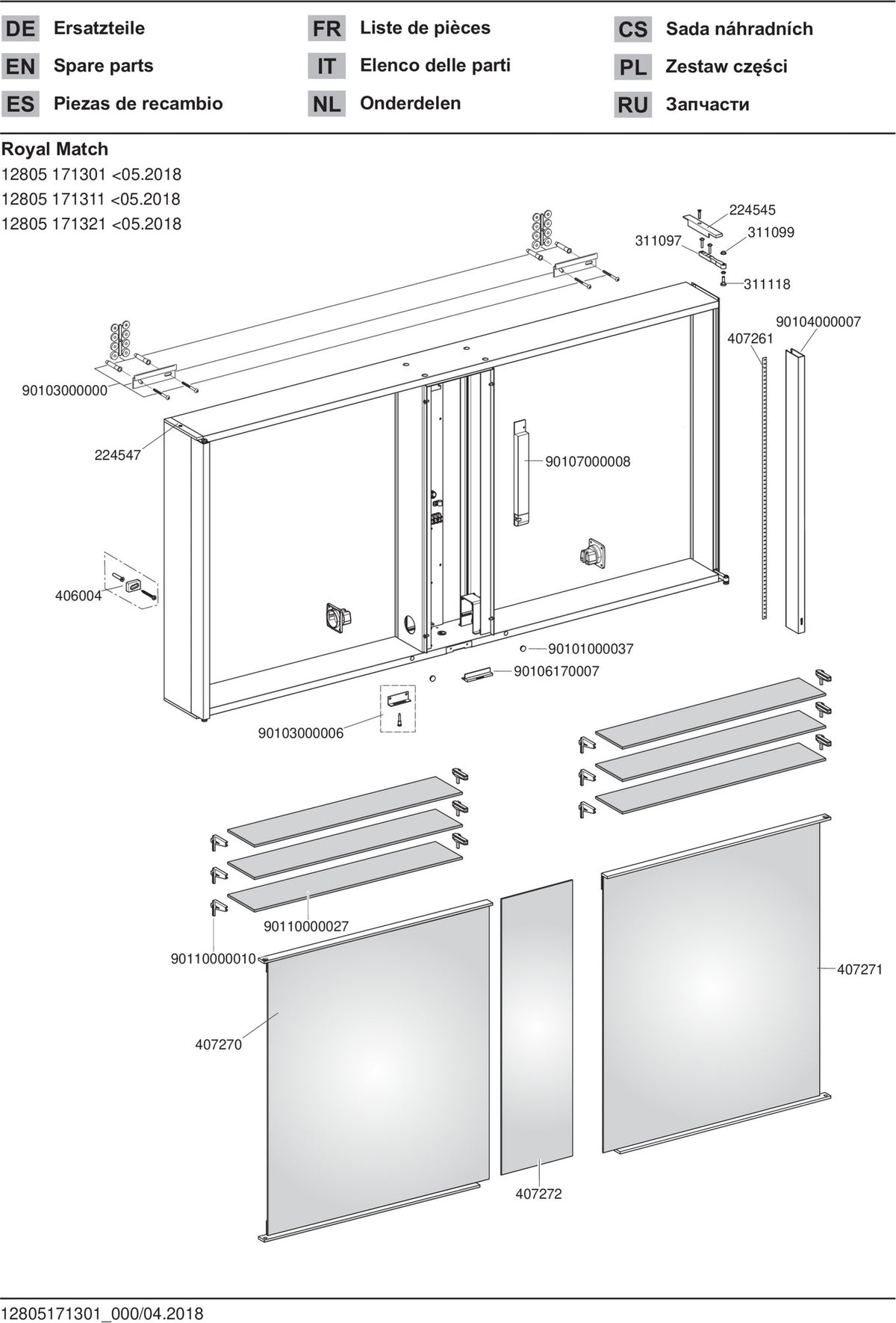 KEUCO Royal Match Spiegelschrank 650 mm – Wandeinbau, LED, 2 Türen, Touch-Dimmer