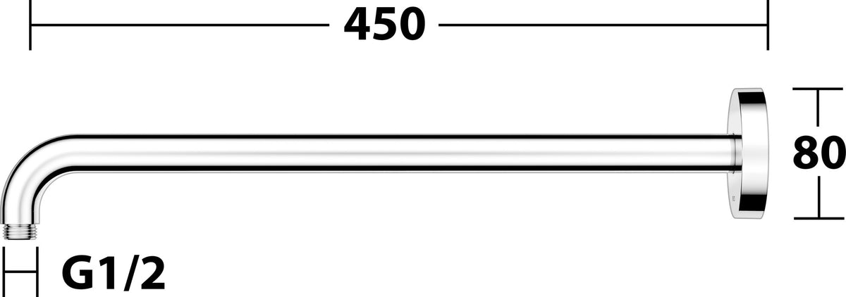 KEUCO Brausearm Elegance 51688, Wandanschluss, 300 mm, verchromt – Edles Design für Ihr Badezimmer