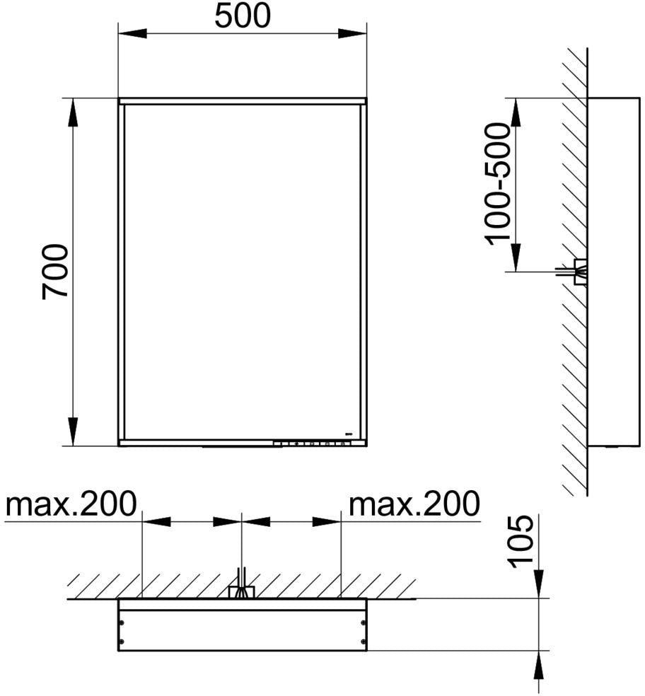 KEUCO X-Line Lichtspiegel 460x850mm anthrazit – LED, Touch-Sensor, A++
