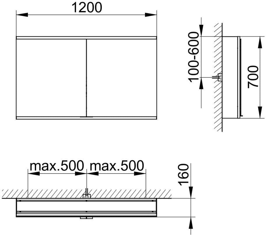KEUCO Royal Modular 2.0 Spiegelschrank 600 mm, unbeleuchtet, Wandvorbau, silber-eloxiert