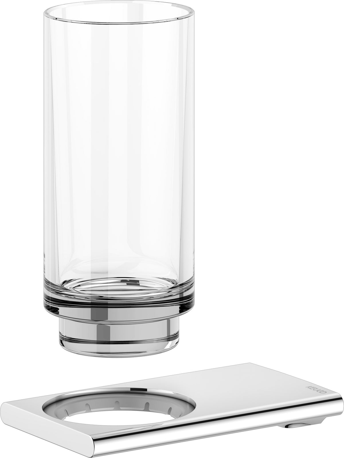 KEUCO Edition 400 Glashalter mit Echtkristall-Glas, verchromt – Wandmontage, softcube Design
