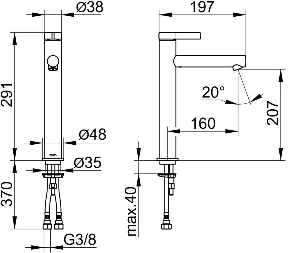 KEUCO IXMO Pure Einhebel-Waschtischmischer 210 mm ohne Ablaufgarnitur, verchromt