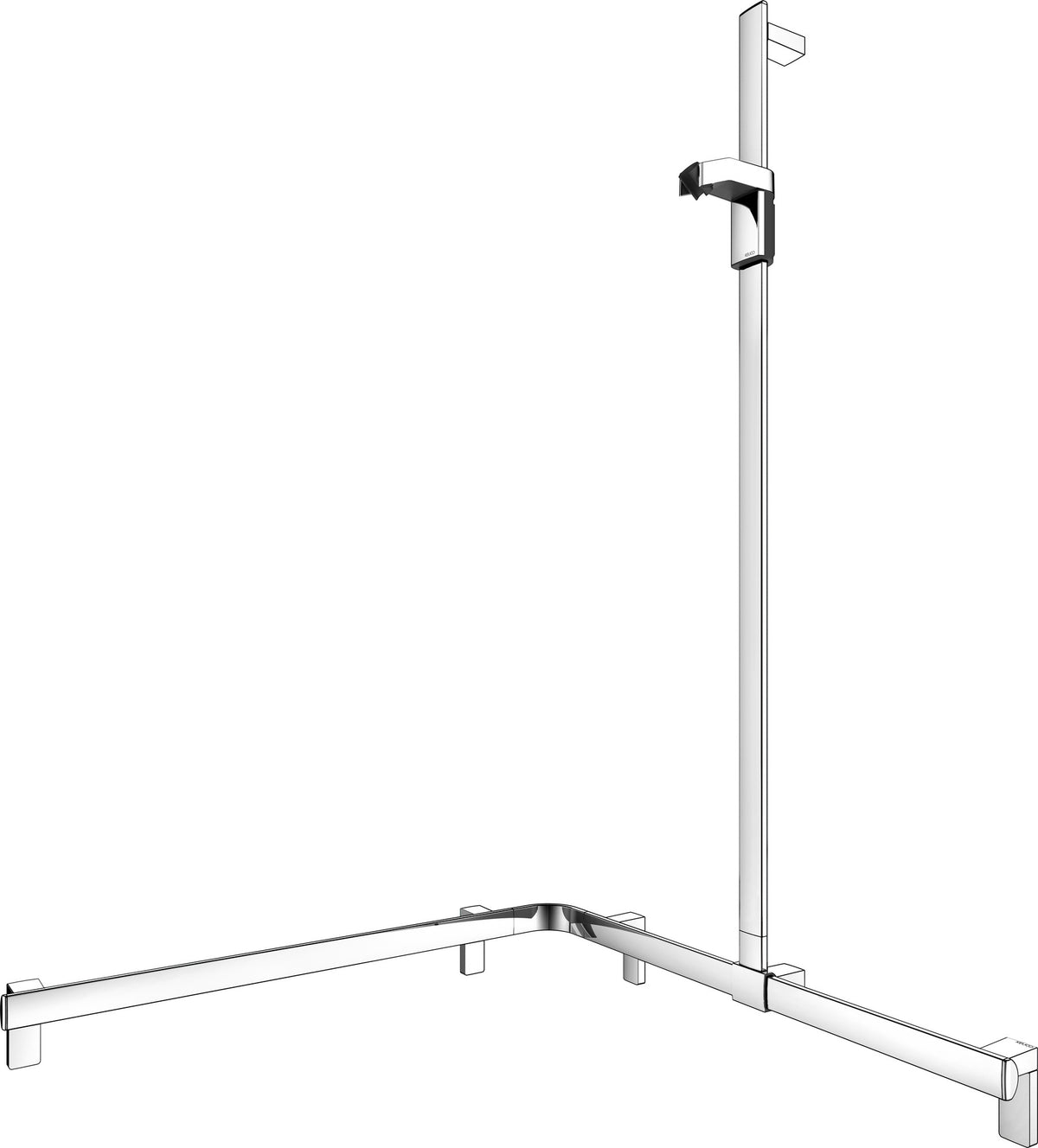 KEUCO AXESS Duschhandlauf 850 mm rechts mit Brausestange, silber-eloxiert