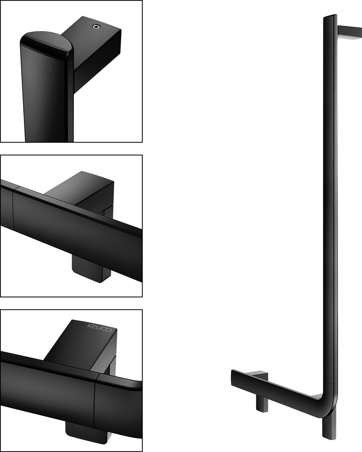 KEUCO AXESS Winkelgriff 90° rechts 520/1090 mm verchromt – Barrierefreier Halt für Bad und WC