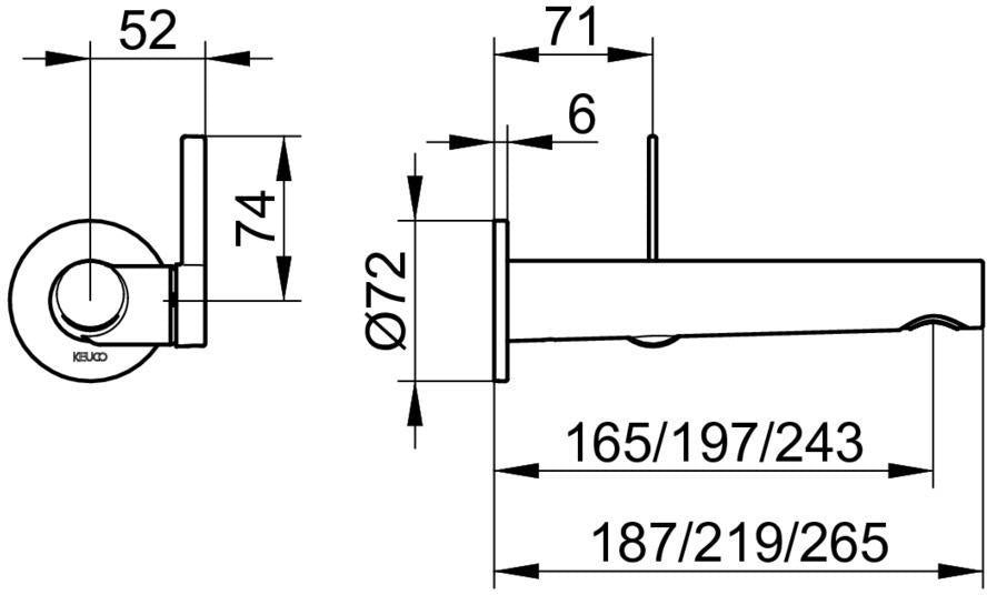 KEUCO IXMO Einhebel-Waschtischmischer Unterputz, rund, Ausladung 165 mm, schwarz matt