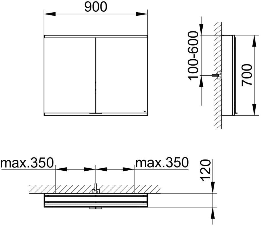 KEUCO Royal Modular 2.0 Spiegelschrank, beleuchtet, 600 x 700 x 120 mm, silber-eloxiert
